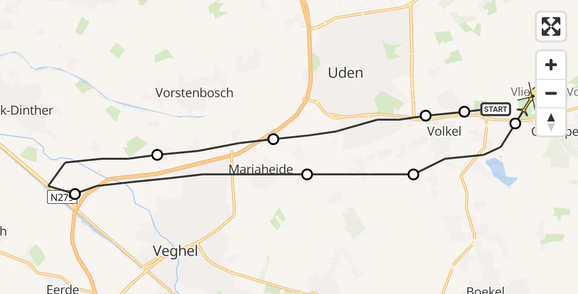 Routekaart van de vlucht: Lifeliner 3 naar Vliegbasis Volkel