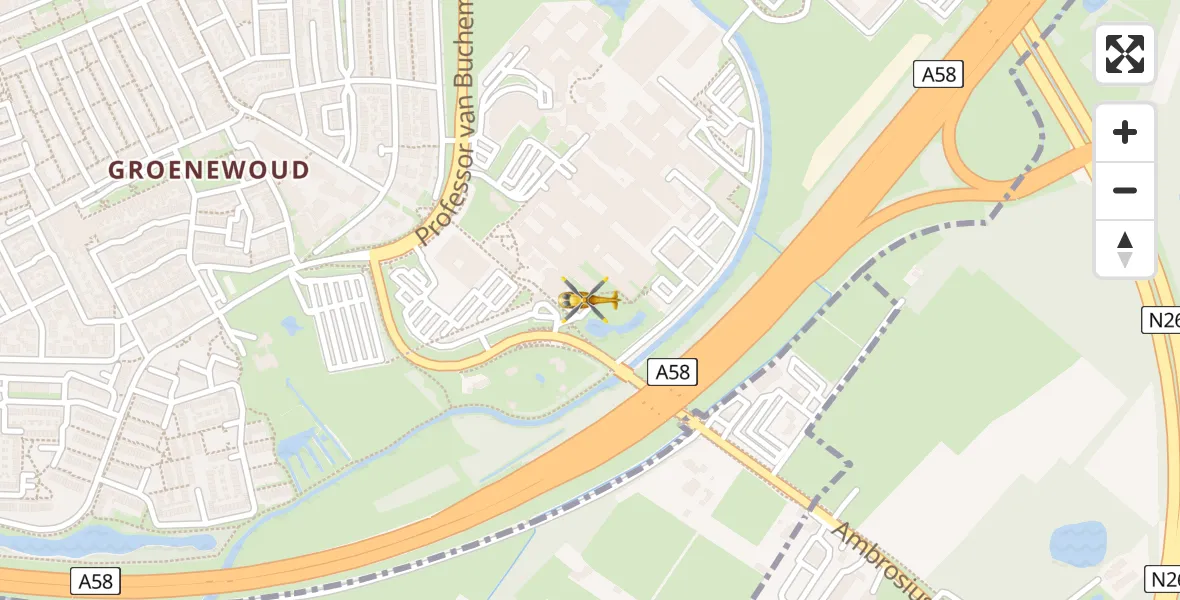 Vluchtroute Traumahelikopter Tilburg - Tilburg, 09 september 2023, 14:14