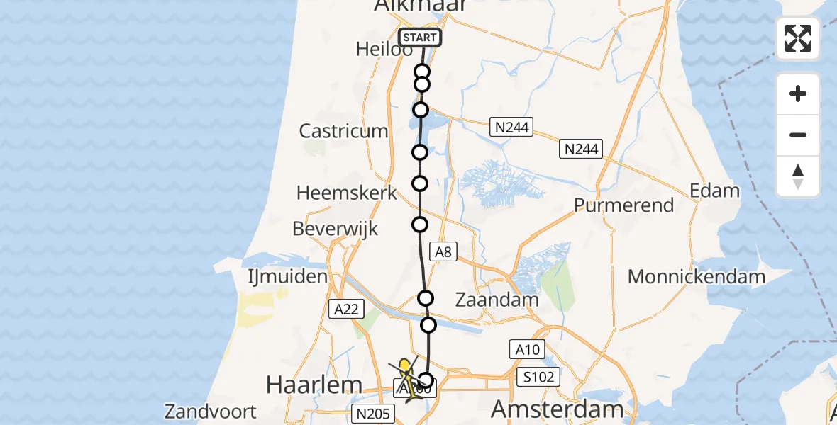 Routekaart van de vlucht: Lifeliner 1 naar Halfweg
