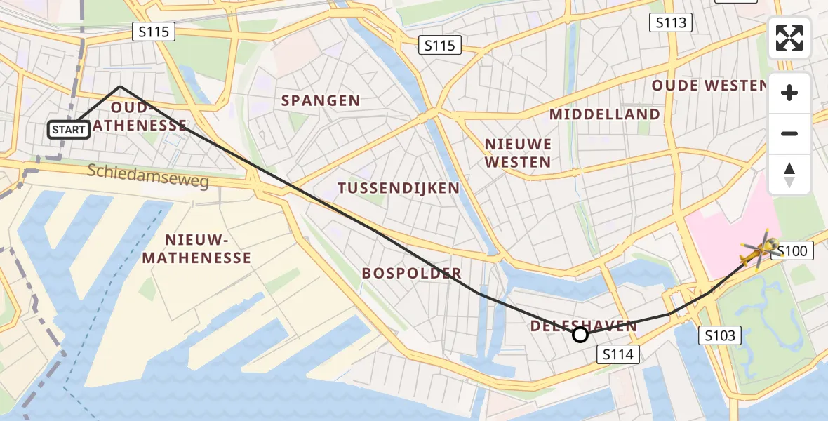 Vluchtroute Traumahelikopter Rotterdam - Erasmus MC, 09 september 2023, 15:17