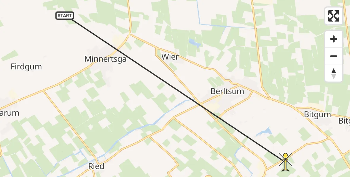 Routekaart van de vlucht: Ambulancehelikopter naar Menaam
