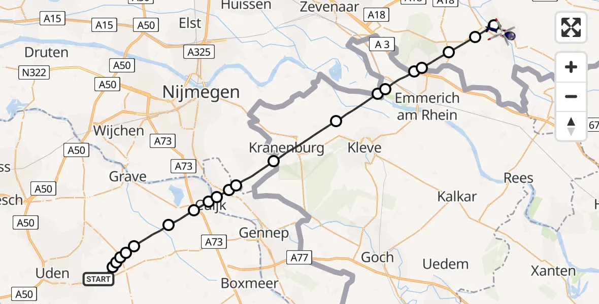 Vluchtroute Politiehelikopter Vliegbasis Volkel - Terborg, 09 september 2023, 16:45