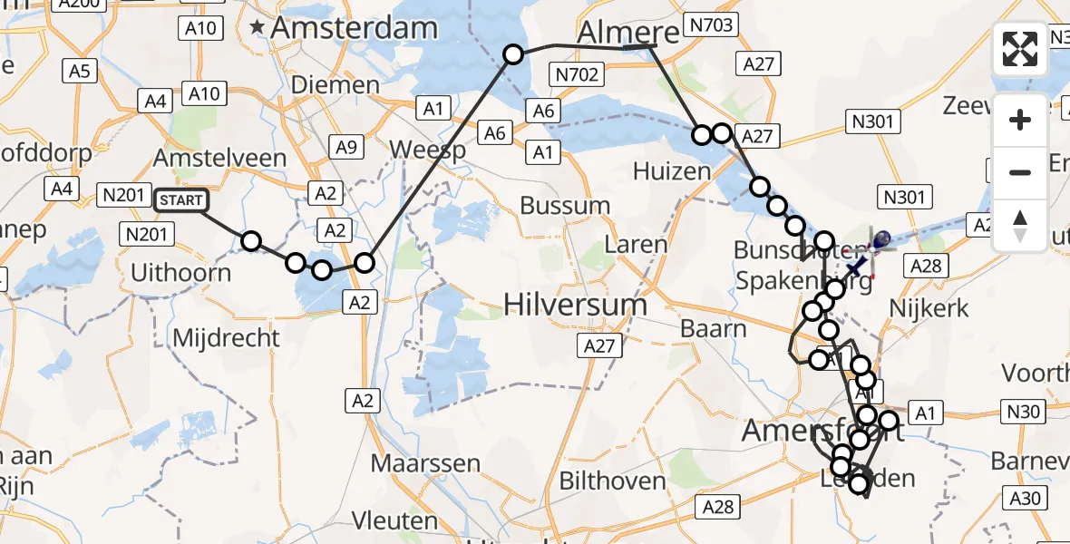 Vluchtroute Politiehelikopter Amstelveen - Nijkerk, 09 september 2023, 17:37