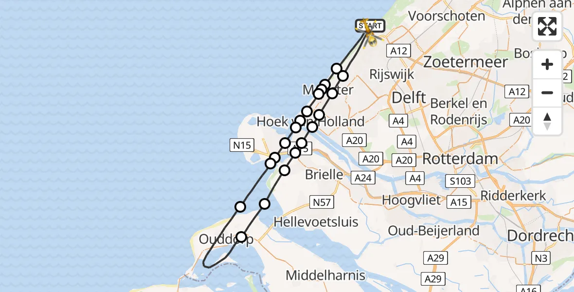 Vluchtroute Traumahelikopter Den Haag - Den Haag, 09 september 2023, 17:39