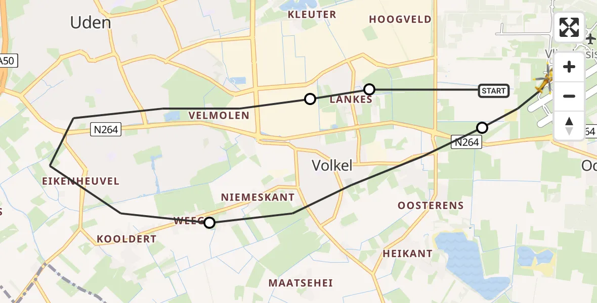 Vluchtroute Traumahelikopter Vliegbasis Volkel - Vliegbasis Volkel, 09 september 2023, 18:05