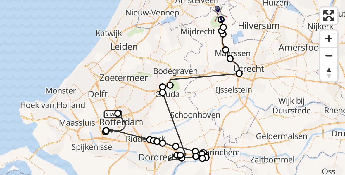 Vluchtroute Politiehelikopter Rotterdam The Hague Airport - Baambrugge, 09 september 2023, 18:35