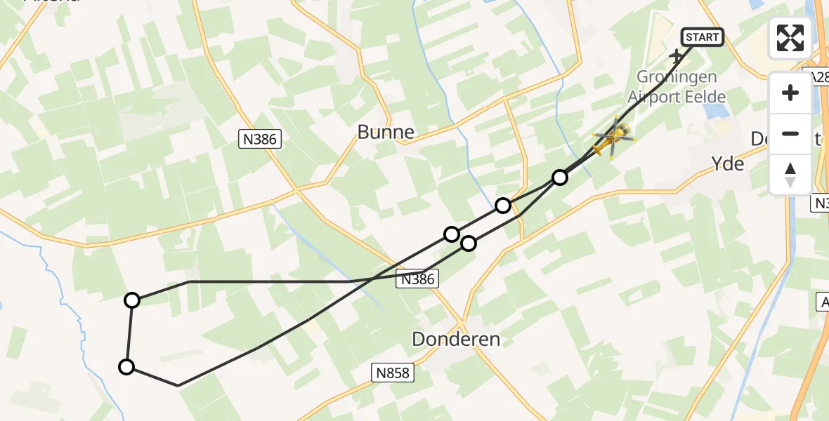 Vluchtroute Traumahelikopter Groningen Airport Eelde - Groningen Airport Eelde, 09 september 2023, 19:34