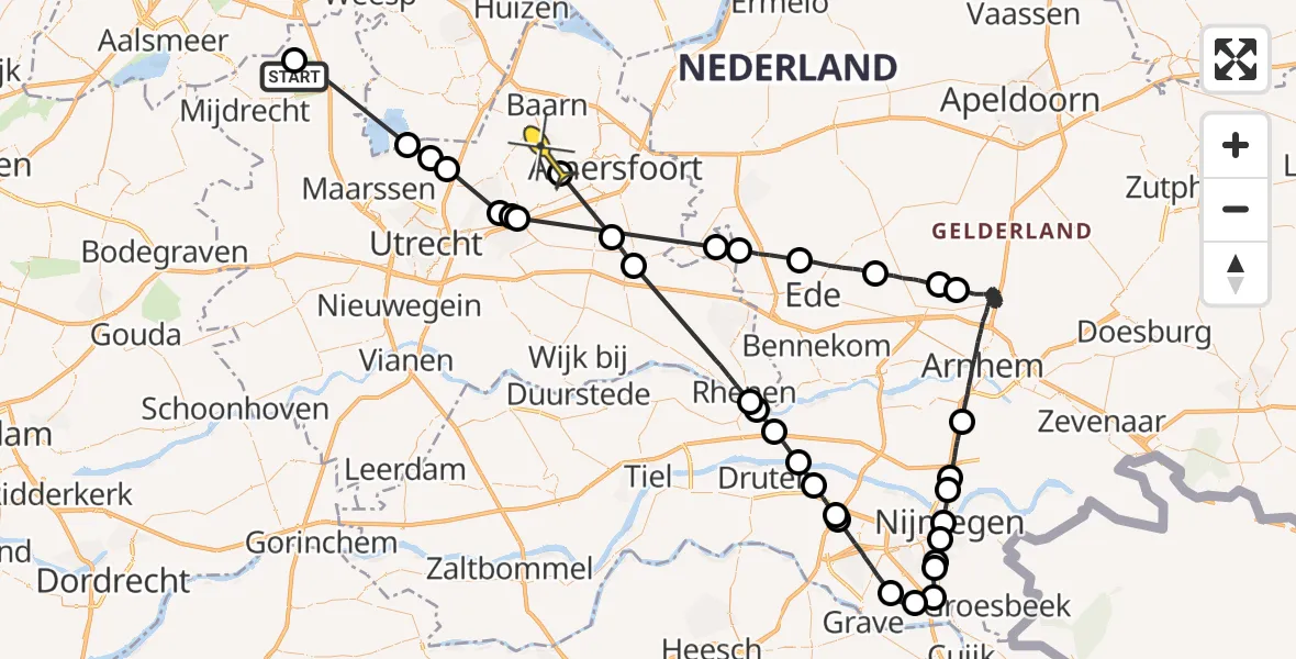 Routekaart van de vlucht: Politiehelikopter naar Soest