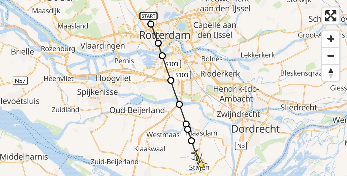 Routekaart van de vlucht: Lifeliner 2 naar Strijen