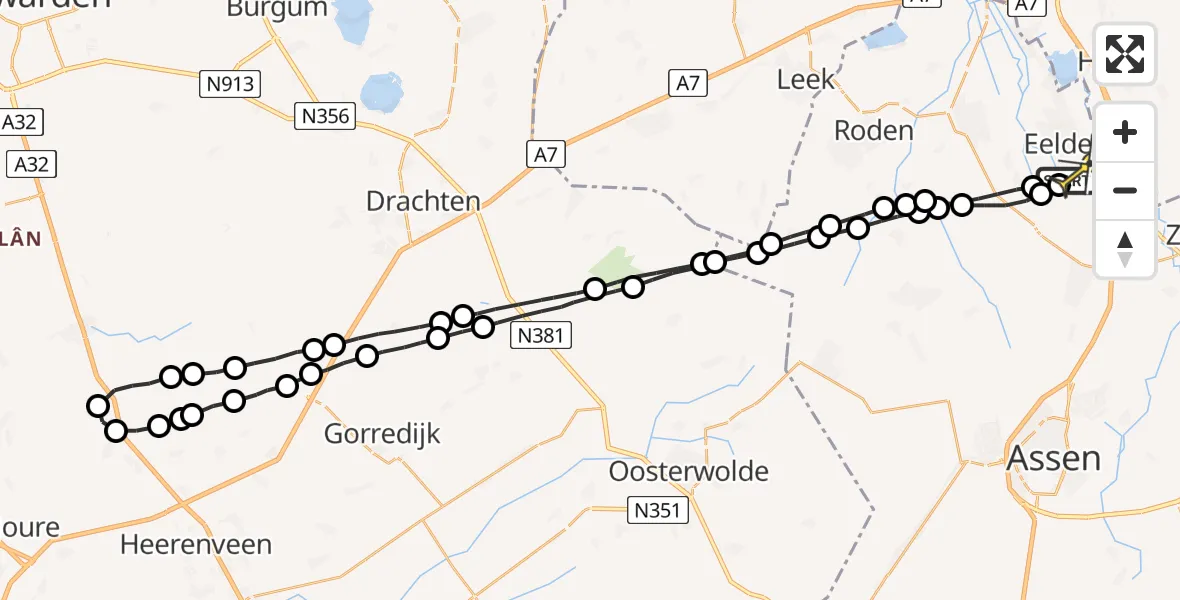Routekaart van de vlucht: Lifeliner 4 naar Groningen Airport Eelde