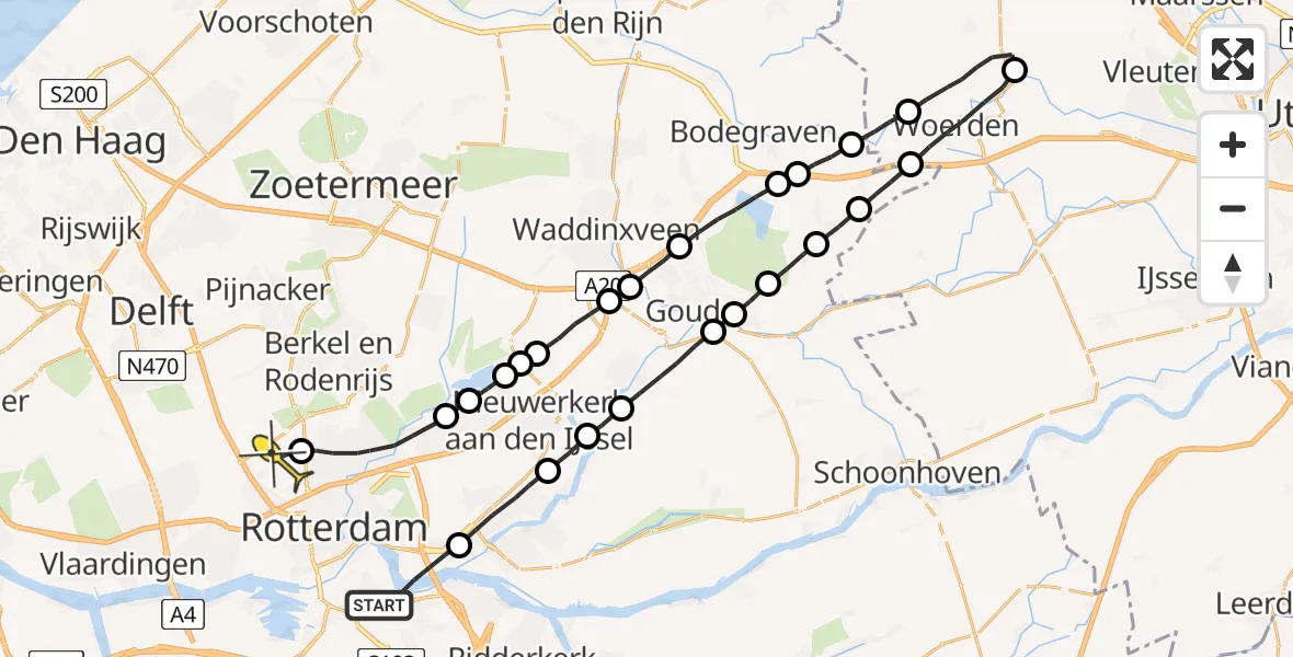 Routekaart van de vlucht: Lifeliner 2 naar Rotterdam The Hague Airport