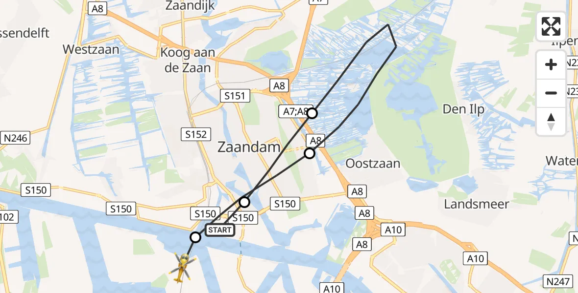Vluchtroute Traumahelikopter Amsterdam Heliport - Amsterdam Heliport, 10 september 2023, 11:57