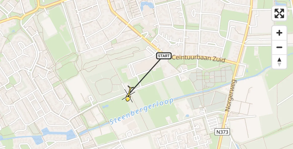 Routekaart van de vlucht: Traumahelikopter naar Roden