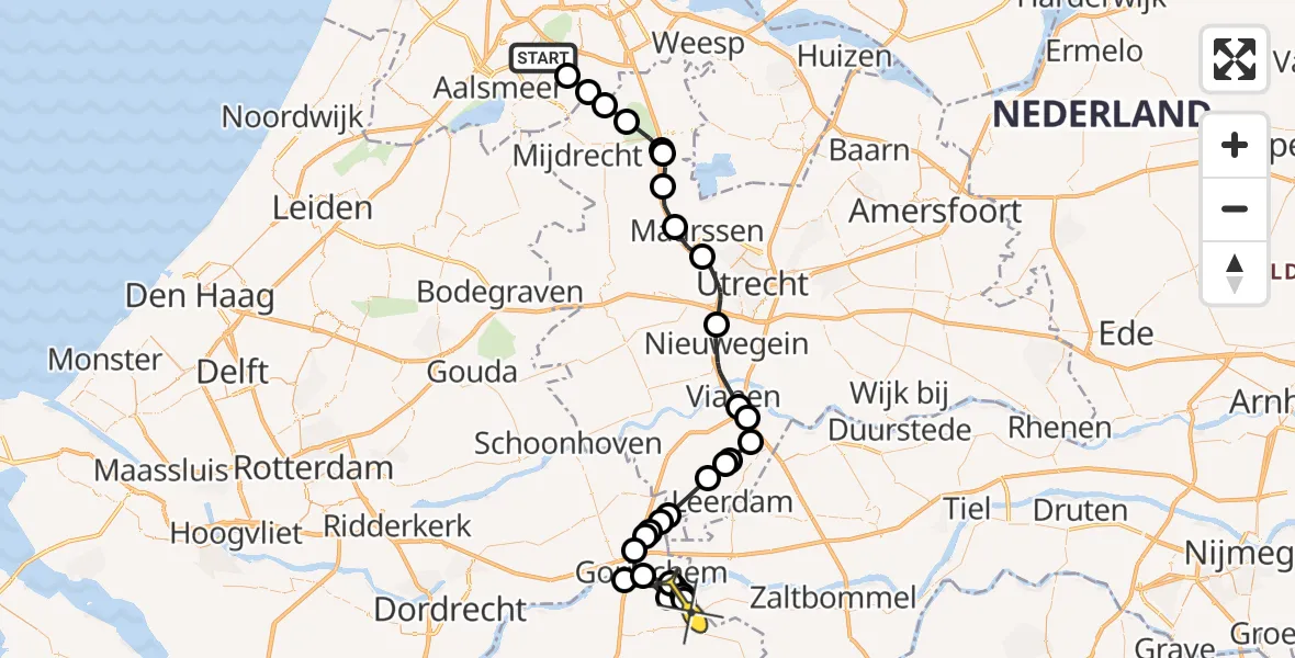 Routekaart van de vlucht: Politieheli naar Rijswijk (NB)