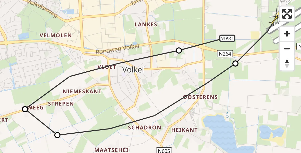 Routekaart van de vlucht: Lifeliner 3 naar Vliegbasis Volkel