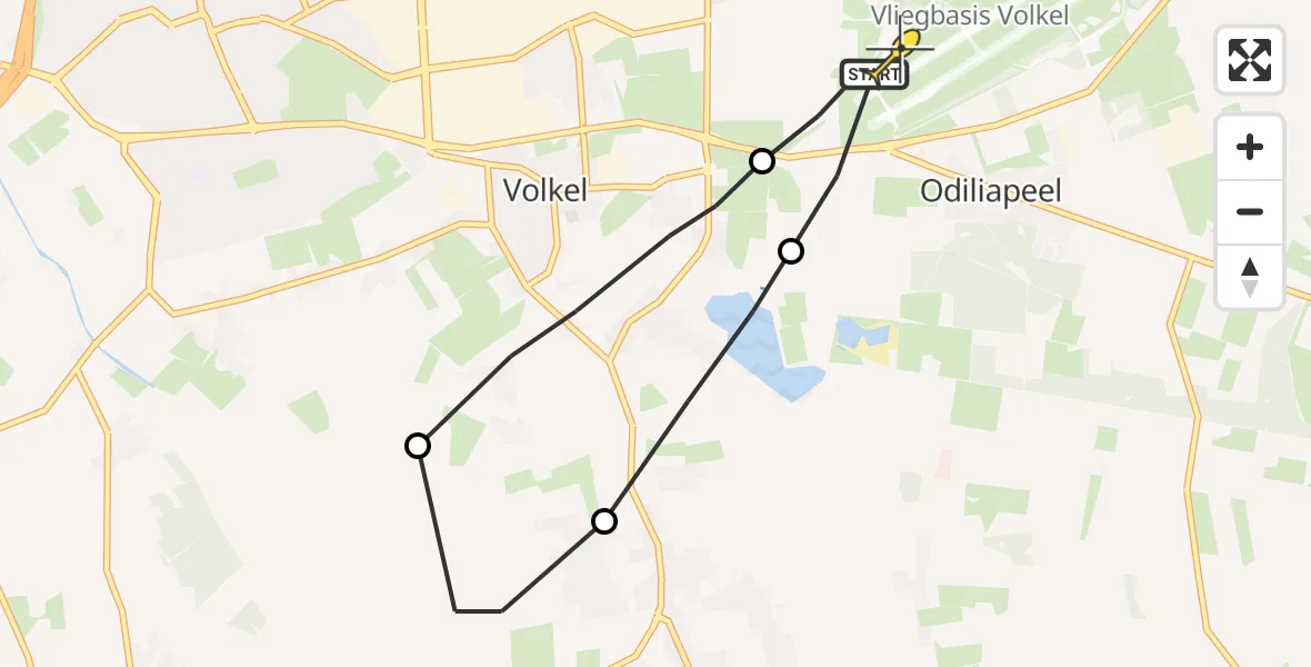 Routekaart van de vlucht: Lifeliner 3 naar Vliegbasis Volkel