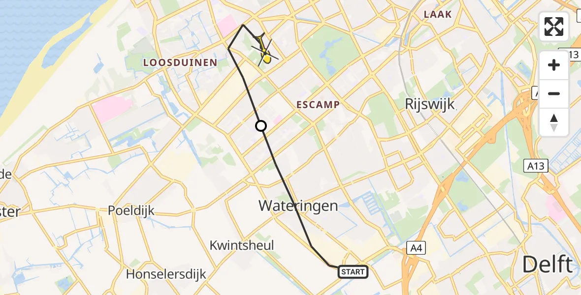 Routekaart van de vlucht: Lifeliner 2 naar Den Haag