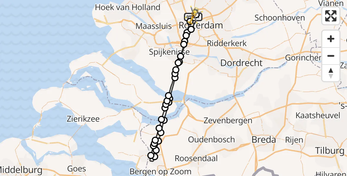 Vluchtroute Traumahelikopter Rotterdam The Hague Airport - Rotterdam The Hague Airport, 11 september 2023, 05:56
