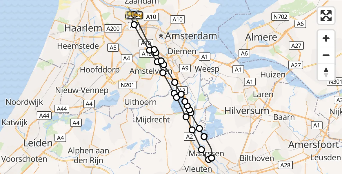 Vluchtroute Traumahelikopter Amsterdam Heliport - Amsterdam Heliport, 11 september 2023, 06:00