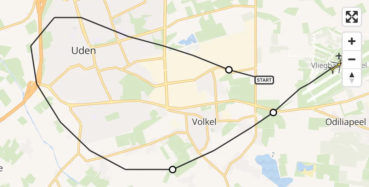 Routekaart van de vlucht: Lifeliner 3 naar Vliegbasis Volkel