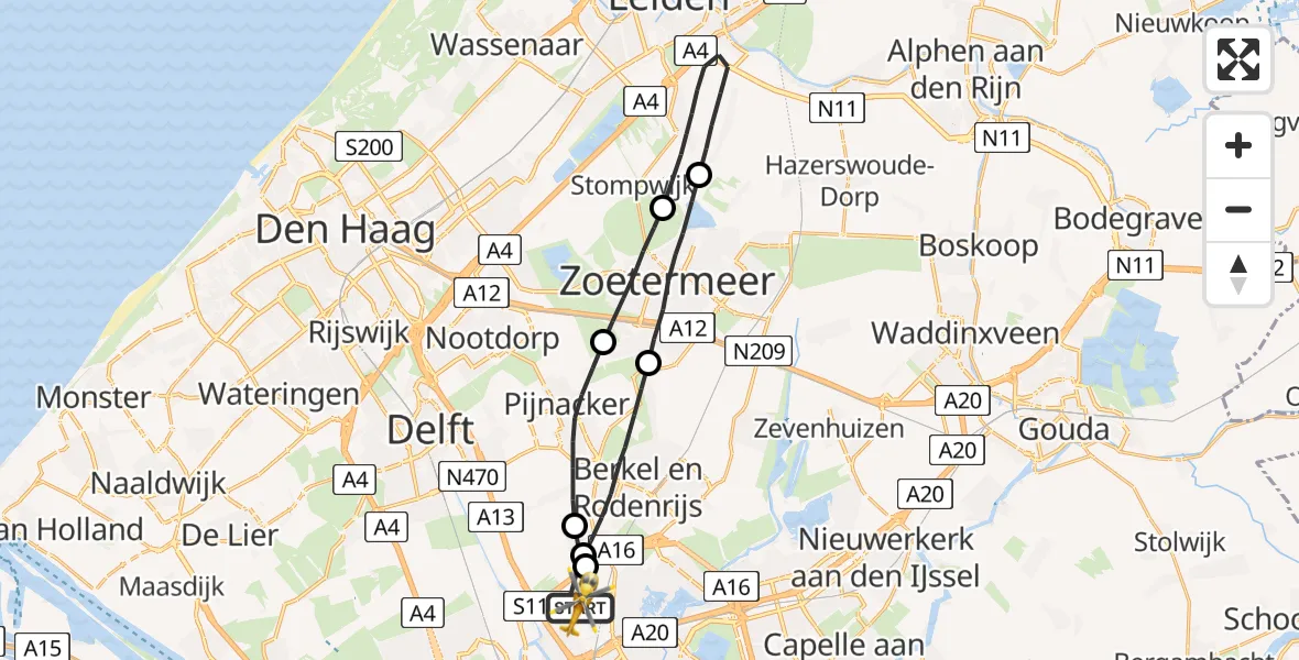 Vluchtroute Traumahelikopter Rotterdam The Hague Airport - Rotterdam The Hague Airport, 11 september 2023, 08:09