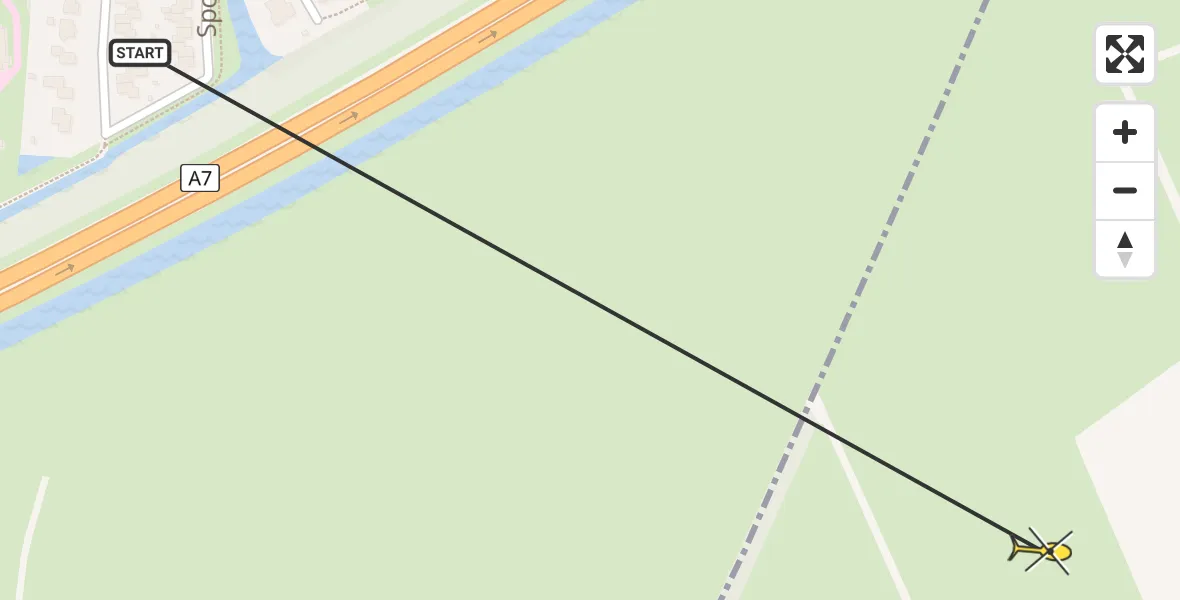 Routekaart van de vlucht: Traumahelikopter naar Ureterp