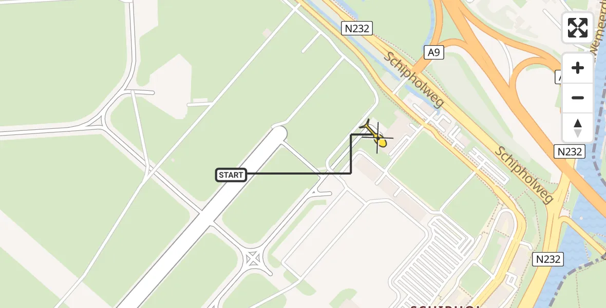 Vluchtroute Politiehelikopter van Schiphol naar Schiphol