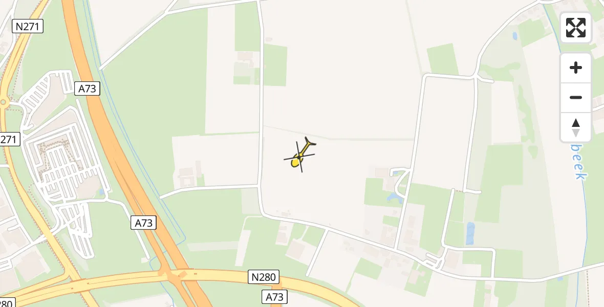 Routekaart van de vlucht: Politiehelikopter naar Swalmen