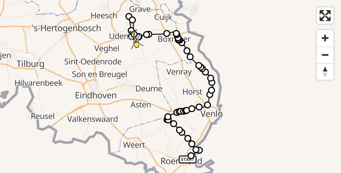 Routekaart van de vlucht: Politieheli naar Odiliapeel