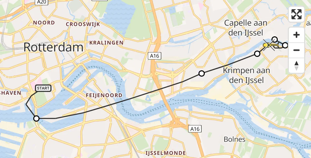 Routekaart van de vlucht: Lifeliner 2 naar Krimpen aan den IJssel