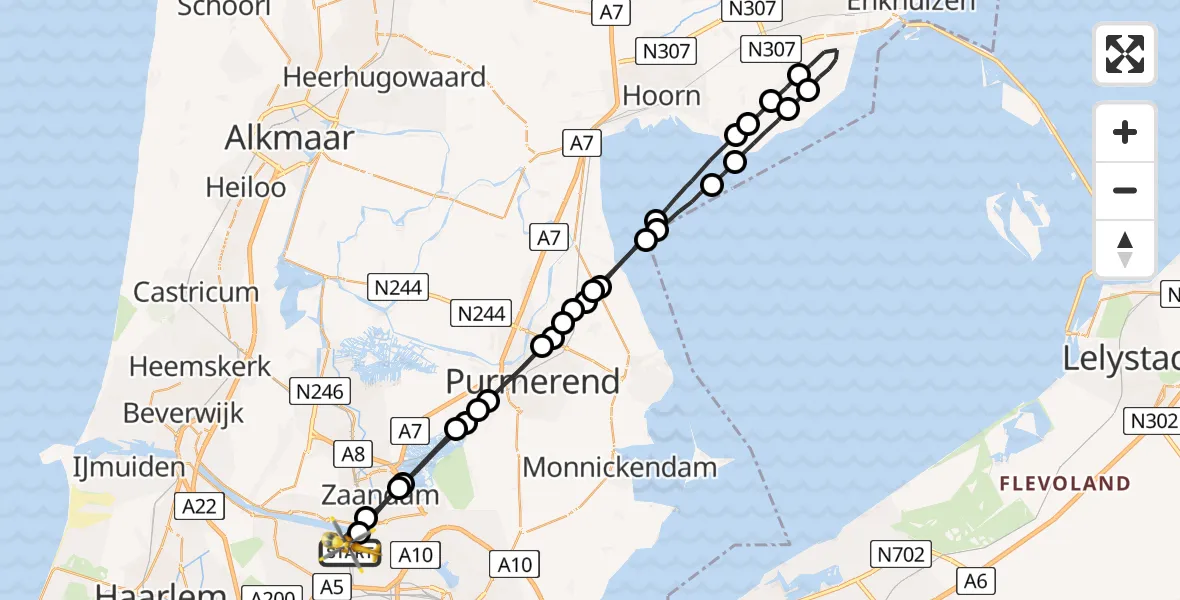 Vluchtroute Traumahelikopter Amsterdam Heliport - Amsterdam Heliport, 11 september 2023, 14:12