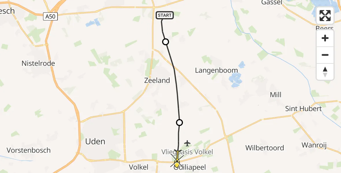 Routekaart van de vlucht: Lifeliner 3 naar Vliegbasis Volkel