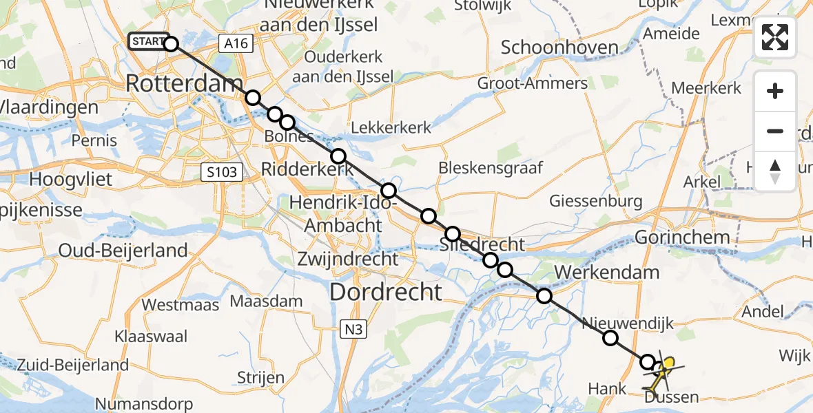 Routekaart van de vlucht: Lifeliner 2 naar Dussen