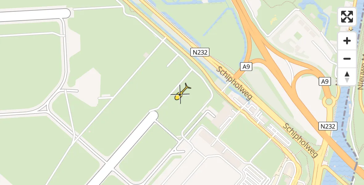 Routekaart van de vlucht: Politiehelikopter naar Schiphol