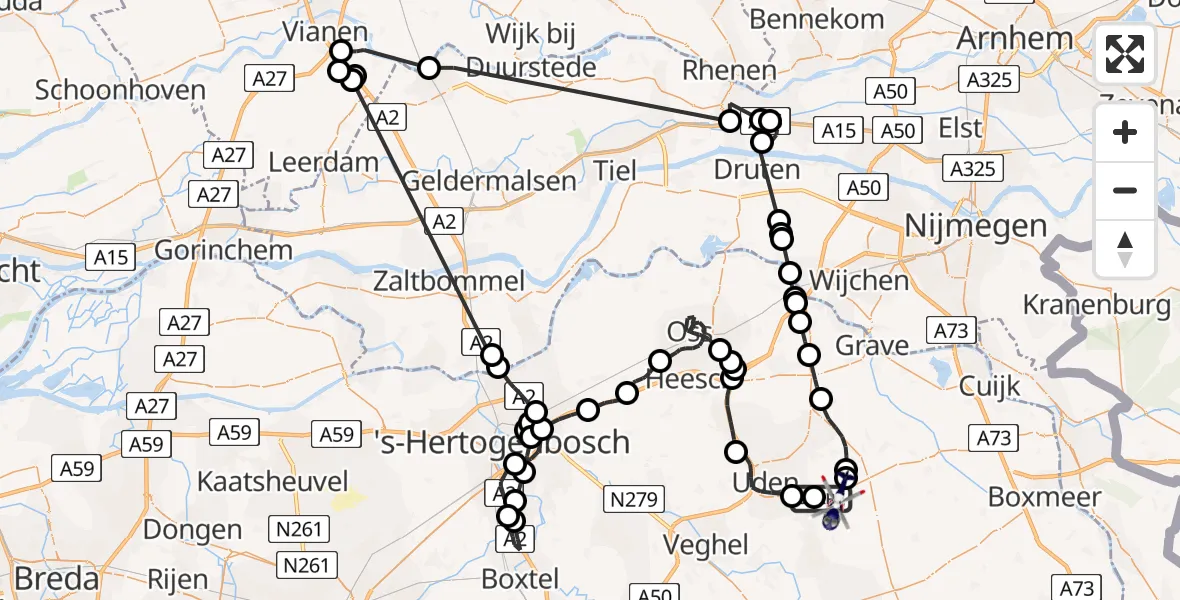 Vluchtroute Politiehelikopter Vliegbasis Volkel - Vliegbasis Volkel, 11 september 2023, 17:34