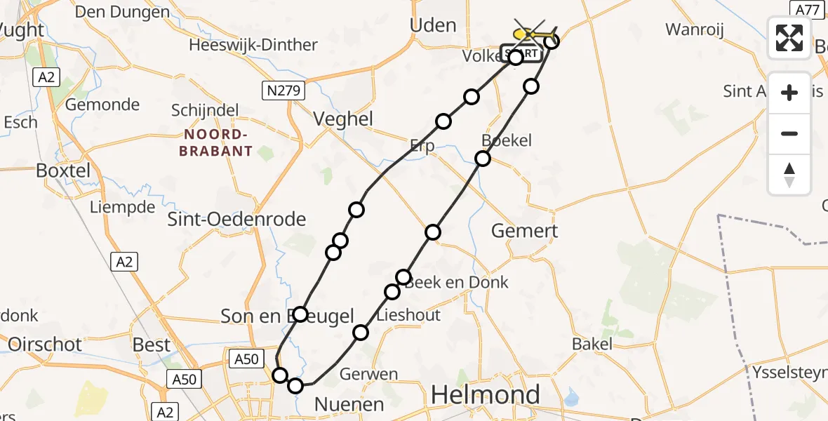 Routekaart van de vlucht: Lifeliner 3 naar Vliegbasis Volkel