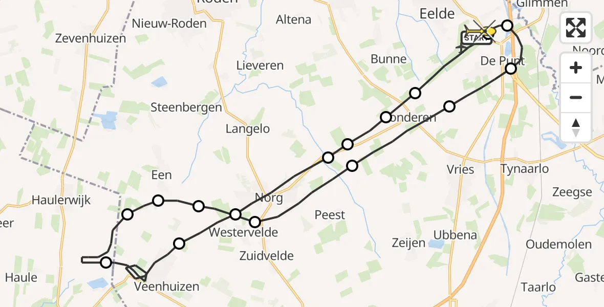 Routekaart van de vlucht: Lifeliner 4 naar Groningen Airport Eelde
