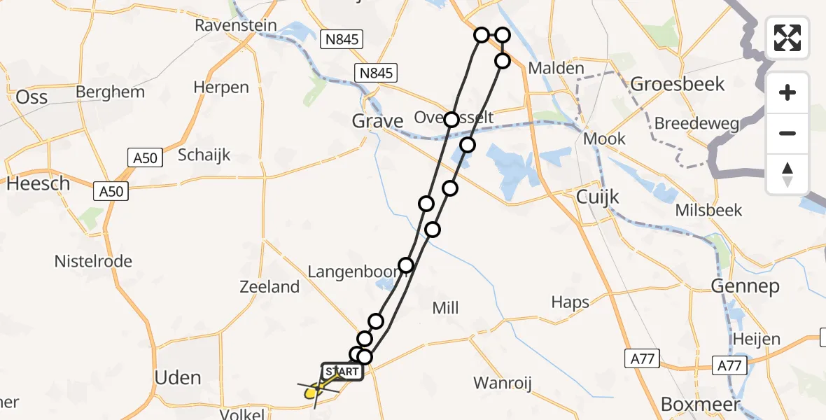 Routekaart van de vlucht: Lifeliner 3 naar Vliegbasis Volkel