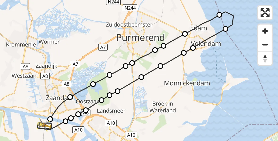 Vluchtroute Traumahelikopter Amsterdam Heliport - Amsterdam Heliport, 12 september 2023, 09:34