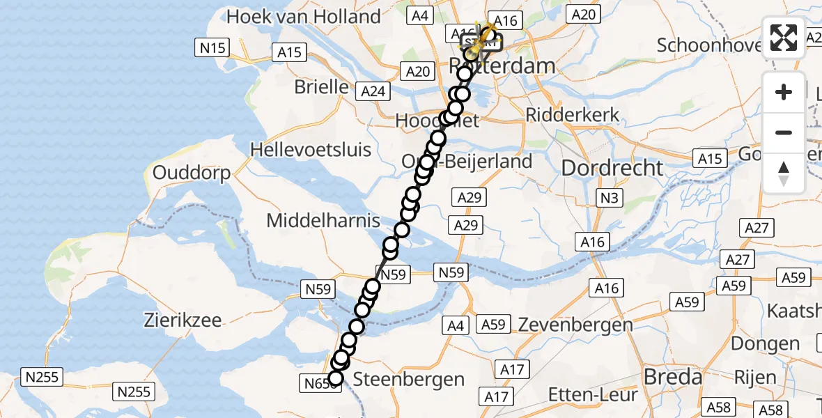 Vluchtroute Traumahelikopter Rotterdam The Hague Airport - Rotterdam The Hague Airport, 12 september 2023, 09:44