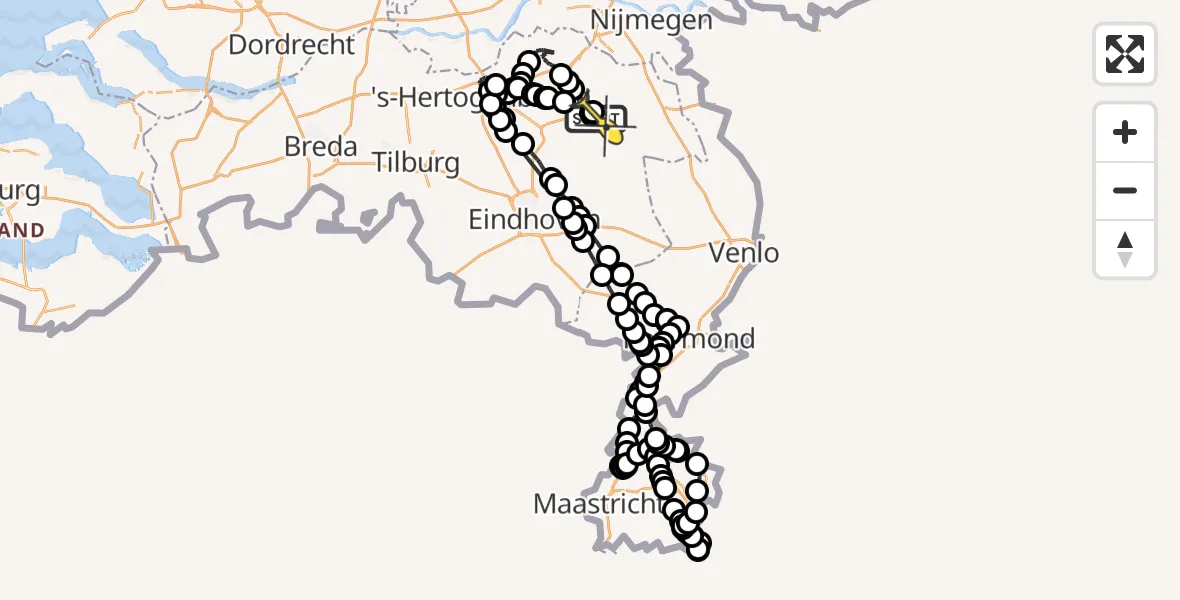 Routekaart van de vlucht: Politieheli naar Odiliapeel