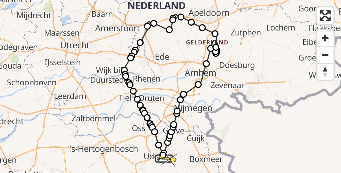 Routekaart van de vlucht: Lifeliner 3 naar Vliegbasis Volkel