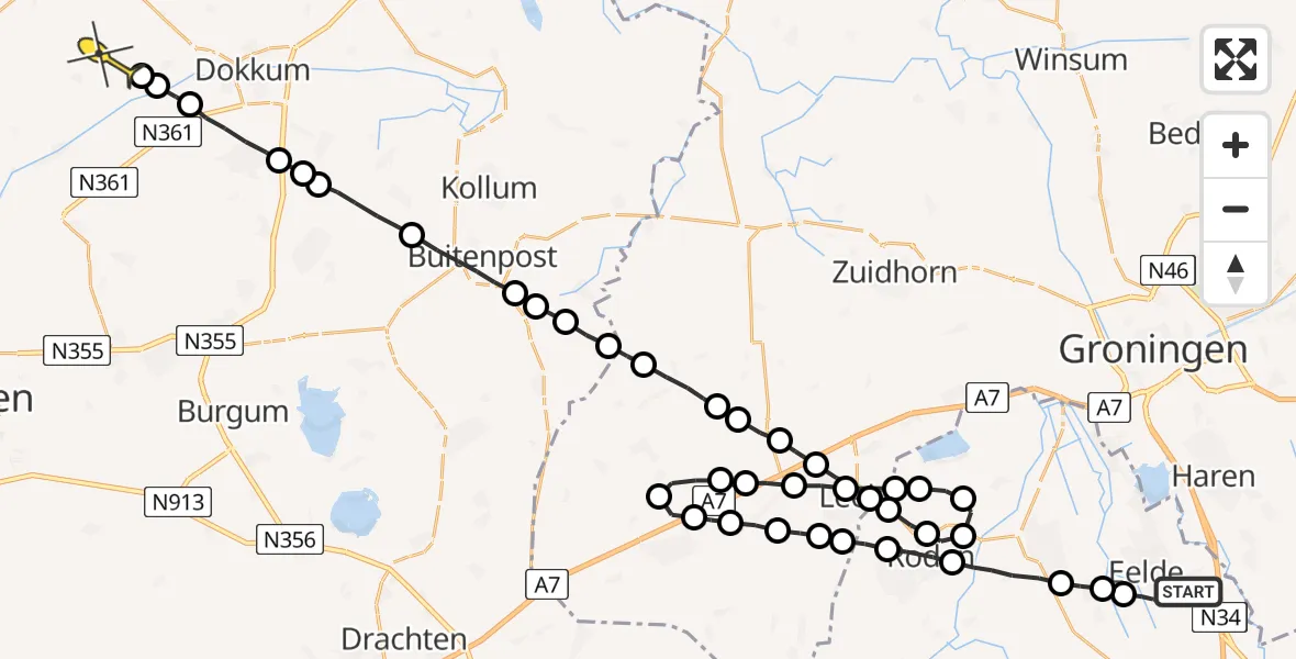 Routekaart van de vlucht: Lifeliner 4 naar Lichtaard