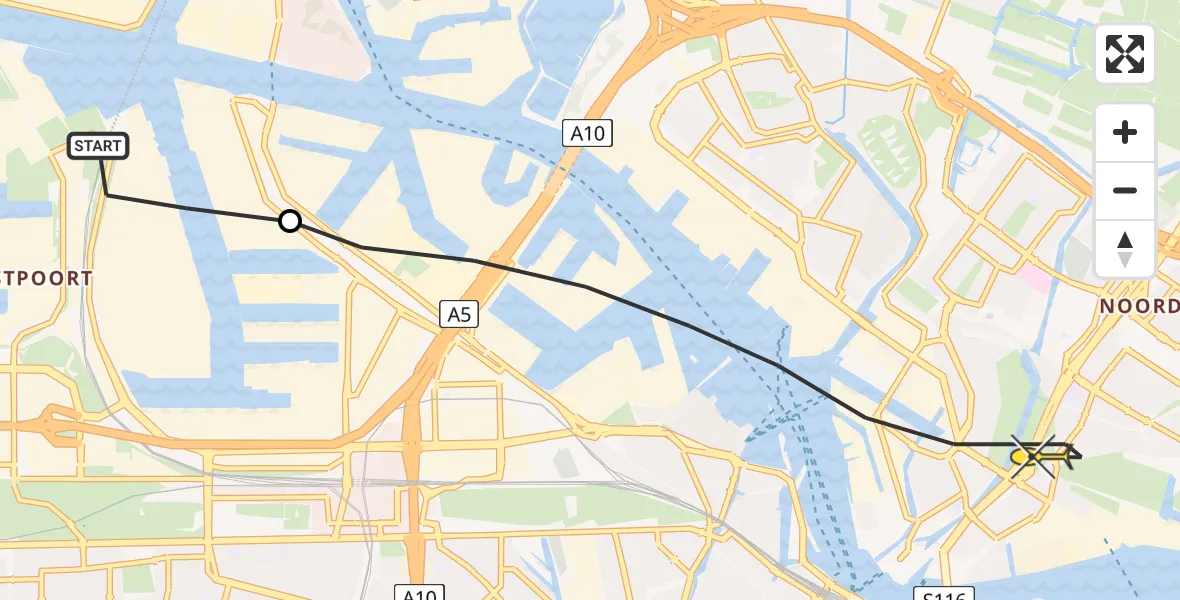 Routekaart van de vlucht: Lifeliner 1 naar Amsterdam