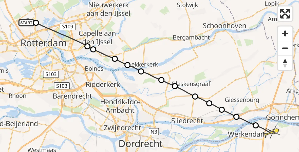 Routekaart van de vlucht: Lifeliner 2 naar Sleeuwijk