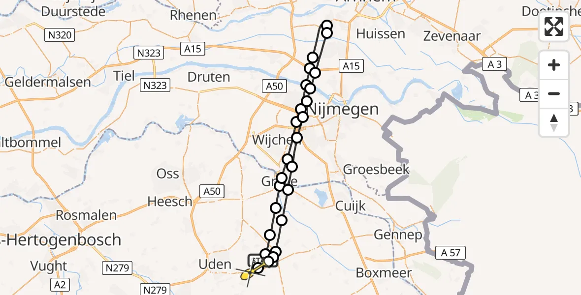 Routekaart van de vlucht: Lifeliner 3 naar Vliegbasis Volkel