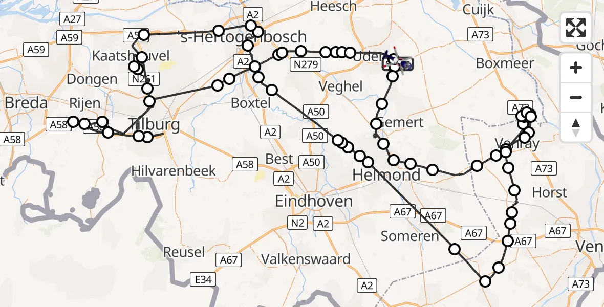 Vluchtroute Politiehelikopter Vliegbasis Volkel - Vliegbasis Volkel, 12 september 2023, 16:29