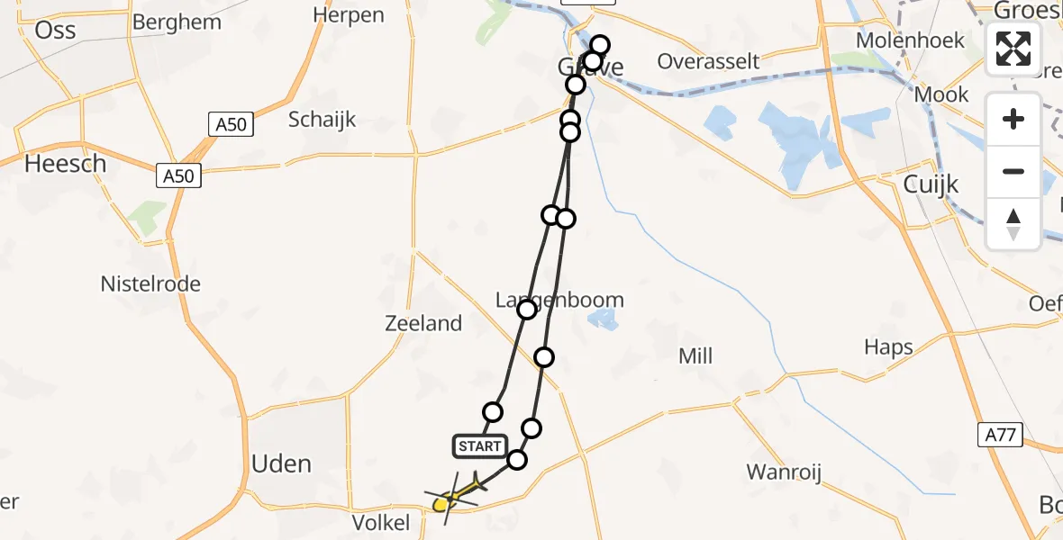 Routekaart van de vlucht: Lifeliner 3 naar Vliegbasis Volkel