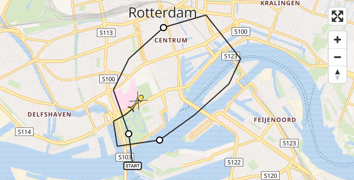 Routekaart van de vlucht: Lifeliner 2 naar Erasmus MC