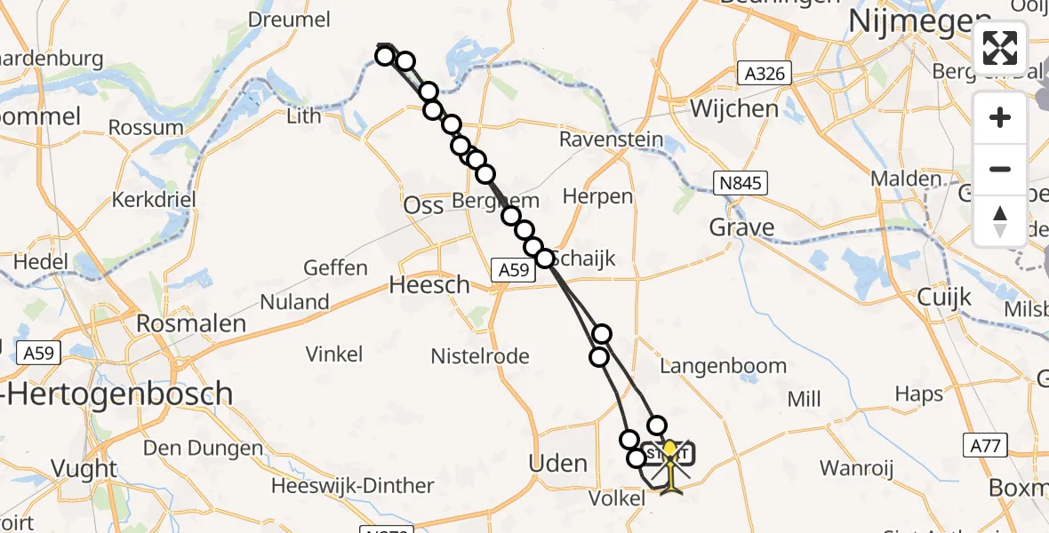 Routekaart van de vlucht: Lifeliner 3 naar Vliegbasis Volkel